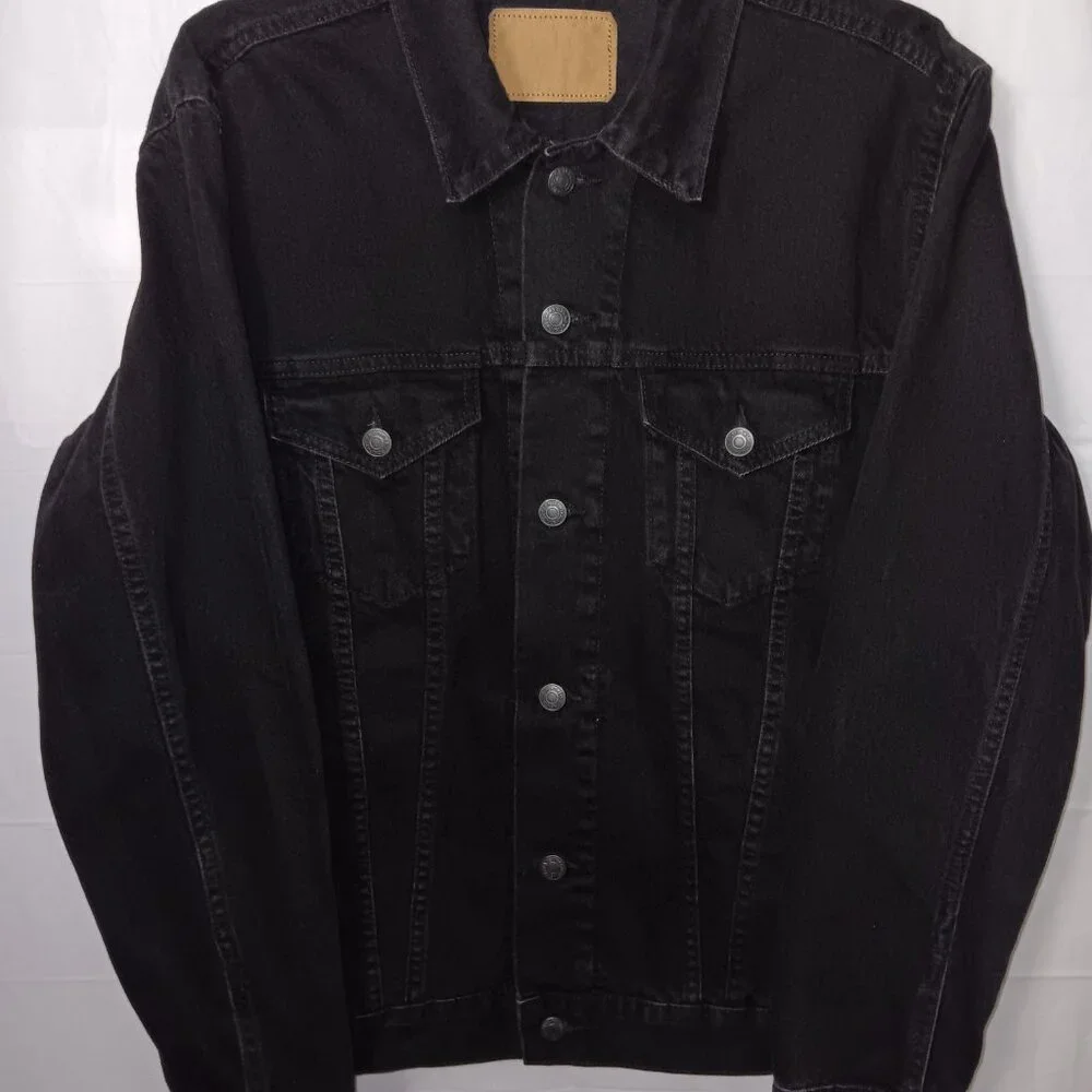 ZARA MEN'S BUTTON UP BLACK DENIM JACKET - Picture 10 of 11